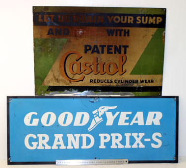 Lot 804 - Wakefield Castrol & Goodyear Grand Prix S Metal Garage Signs