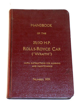 Lot 5 - Rolls-Royce 25/30 Wraith Owners Handbook