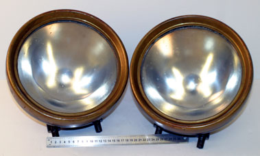 Lot 307 - Rotax Brass Electric Headlamps