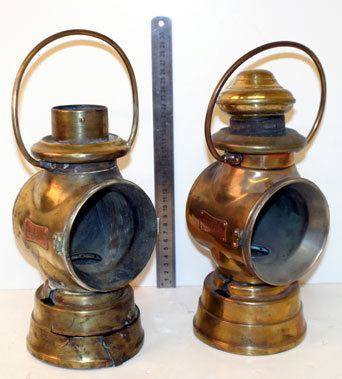 Lot 337 - Two Brass Oil Sidelamps For Restoration