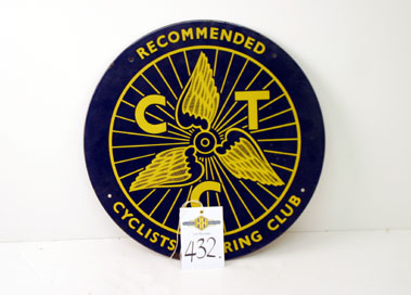 Lot 432 - Cyclists Touring Club Recommended Sign