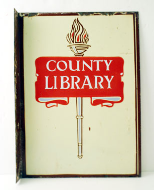 Lot 406 - Welsh County Library Enamel Sign