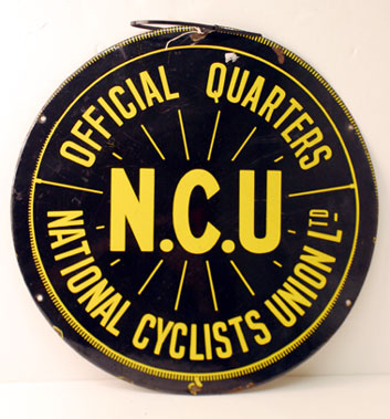 Lot 407 - National Cyclists Union Enamel Sign