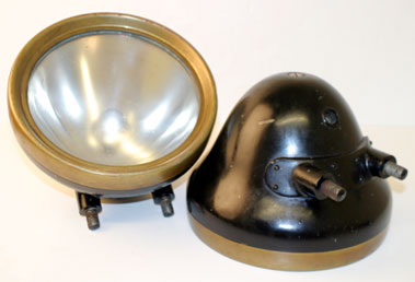 Lot 307 - Edwardian Rotax Brass Electric Headlamps