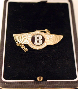 Lot 215 - Diamond Encrusted Golden Bentley Brooch