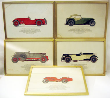 Lot 505 - Five Vintage Motor Car Prints