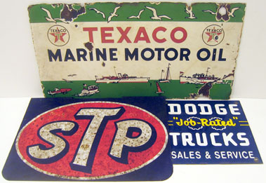 Lot 809 - Texaco Marine Motor Oil Enamel Sign Plus Two Oth Ers