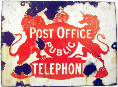 Lot 838 - Post Office Public Telephone  Enamel Sign