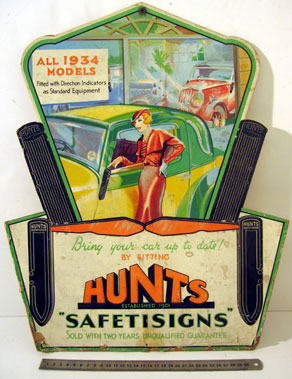 Lot 845 - 1934 Hunts Safetisigns Advertising Sign