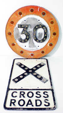 Lot 844 - Two Reflective Cast Road Signs