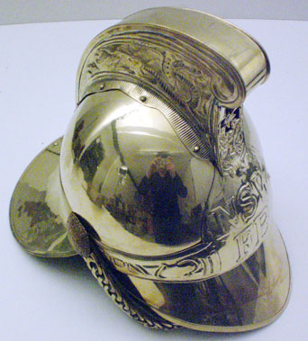 Lot 421 - Brass FiremanS Helmet