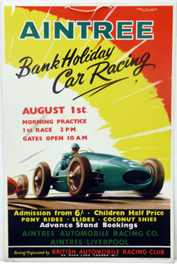 Lot 553 - Aintree Bank Holiday Car Racing Original Advertisement