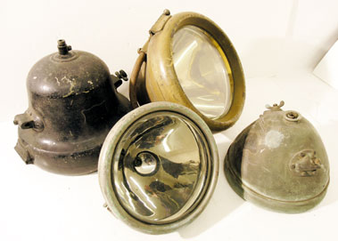 Lot 381 - Early C.A.V. Brass Headlamps & Others