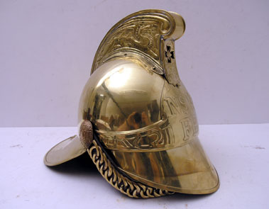 Lot 408 - Brass Fireman's Helmet
