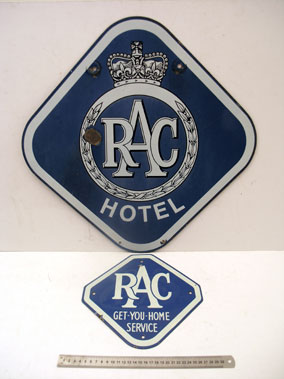 Lot 814 - Two R.A.C. Enamel Signs