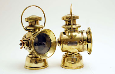 Lot 306 - Lucas 'King of the Road' Brass Side Lamps (no 724)
