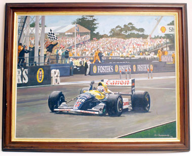 Lot 503 - Nigel Mansell at Silverstone Original Artwork