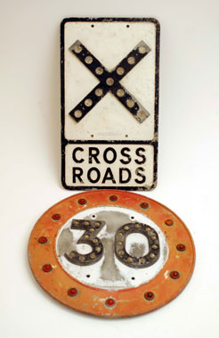 Lot 804 - Two Reflective Cast Road Signs