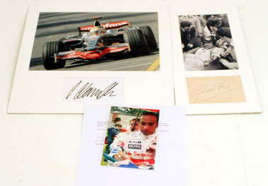 Lot 608 - Lewis Hamilton & Graham Hill Autographs