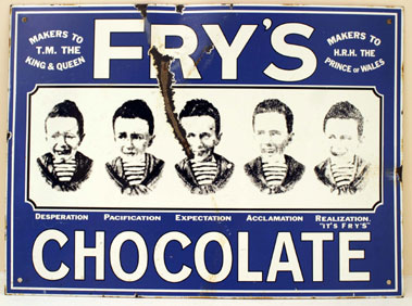 Lot 810 - Reproduction Fry's Chocolate 'Five Boys' Enamel Sign