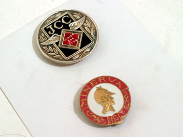 Lot 217 - J.C.C & Minerva Pin Badges
