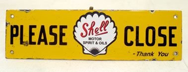 Lot 707 - Shell 'Please Close' Enamel Door Sign