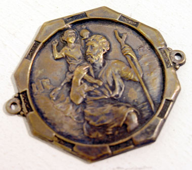 Lot 316 - Octagonal St Christopher Dashboard Plaque