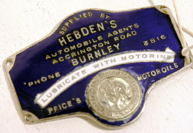 Lot 332 - Hebden's Automobile Agents Supplier's Dashboard Plaque