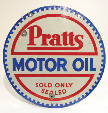 Lot 700 - Circular Pratt's Enamel Sign