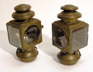 Lot 341 - Square-Bodied Brass Oil Sidelamps