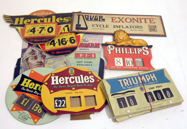 Lot 417 - Cardboard Cycle Advertisements