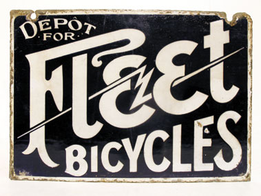 Lot 421 - Fleet Bicycles Enamel Sign