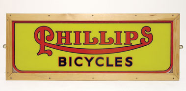 Lot 423 - Phillips Bicycles Glass Showroom Sign