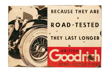 Lot 707 - Early Goodrich Tyres 'Bentley' Enamel Sign