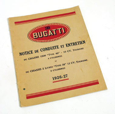 Lot 120 - Bugatti Type 40 Original Manual