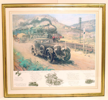 Lot 503 - 'Bentley V "Blue Train" print by Cuneo