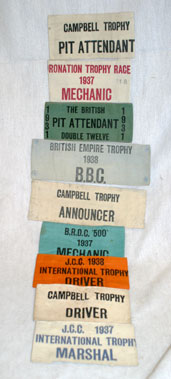 Lot 400 - Eight Official Brooklands Armbands