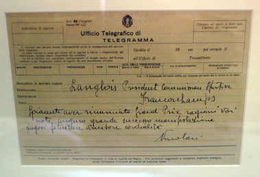 Lot 405 - Tazio Nuvolari Telegraph Message