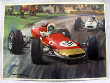 Lot 500 - Graham Hill Signed Michael Turner Lotus Print