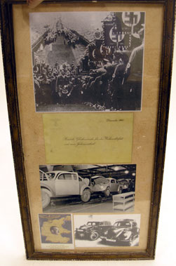 Lot 402 - Nazi Hitler/Volkswagen Framed Presentation