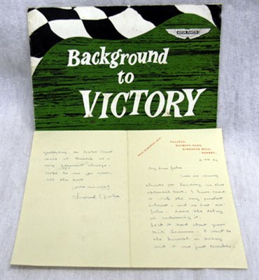 Lot 104 - Background to Victory by T.H. Wisdom / Lionel Martin Signed Letter