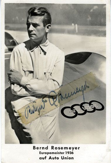 Lot 622 - Bernd Rosemeyer Signed Postcard
