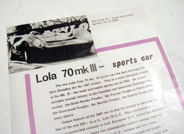 Lot 144 - Lola T70 Original Sales Flyer
