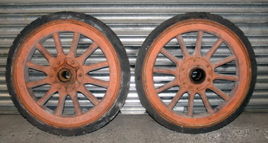 Lot 327 - Two Solid Wooden Road Wheels **