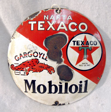 Lot 708 - Texaco Gargoyle Motor Oil Enamel Sign