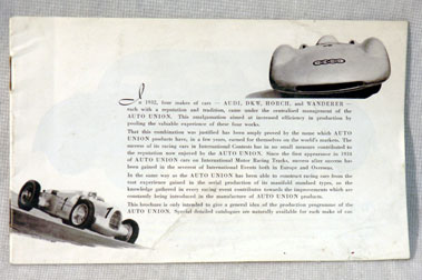 Lot 106 - c1932 Auto Union Range Brochure