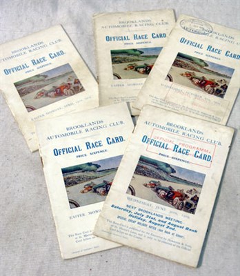 Lot 110 - Five Early Brooklands Race Cards