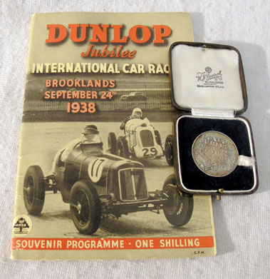 Lot 126 - 1938 Dunlop Jubilee International Trophy Programme / Medallion