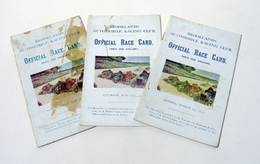 Lot 131 - Three Brooklands Race Cards - 1921