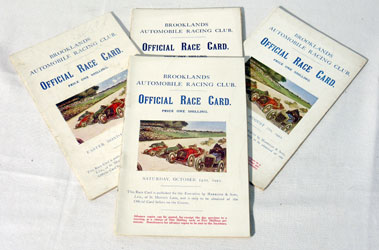 Lot 132 - Four Brooklands Race cards - 1922